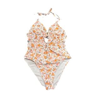 Ninety Floral One Piece - Orange and White